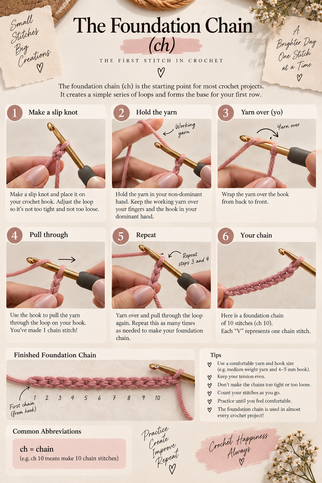 Step 1: Create Your Foundation Chain for Crochet Bandana