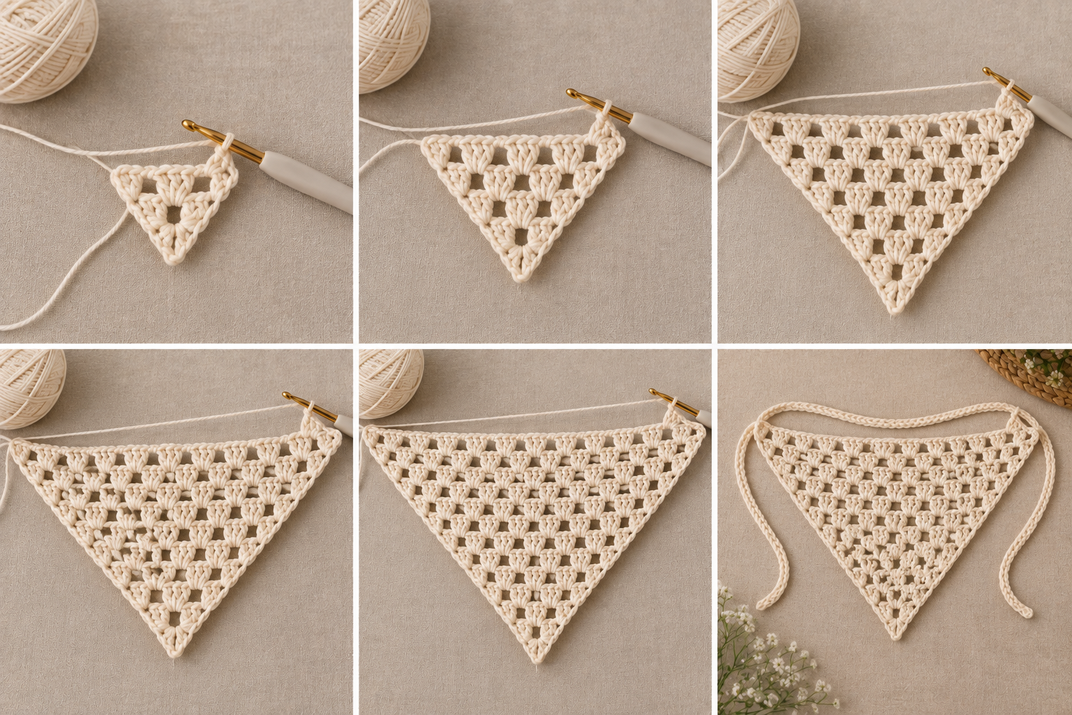 Crochet Bandana Step 5: Checking Wingspan Measurements