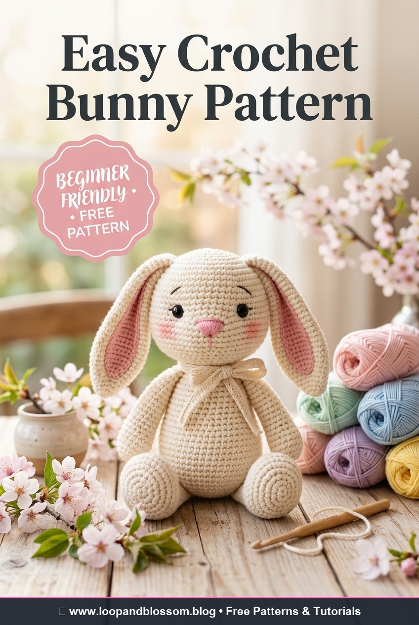 Free Crochet Bunny Pattern for Beginners Pinterest Pin Graphic