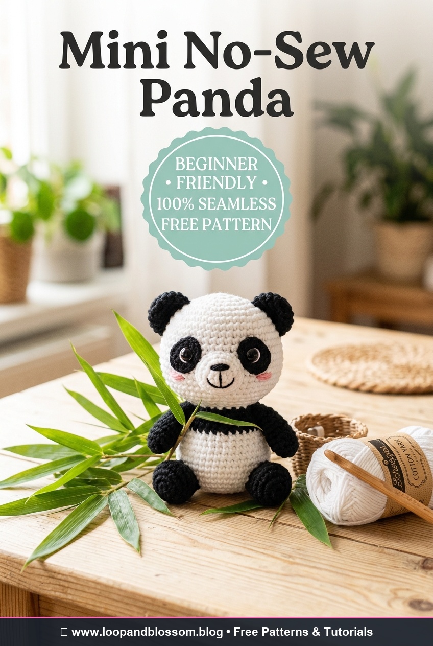 Free No-Sew Mini Crochet Panda Pattern Pinterest Pin Graphic