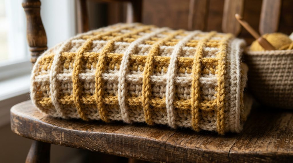 How to Crochet the Waffle Stitch Textured Baby Blanket Front Post Double Crochet
